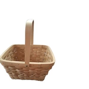 Vintage Handled Woven Wicker Basket Decorative. 13 high, 11 across, 9 wide